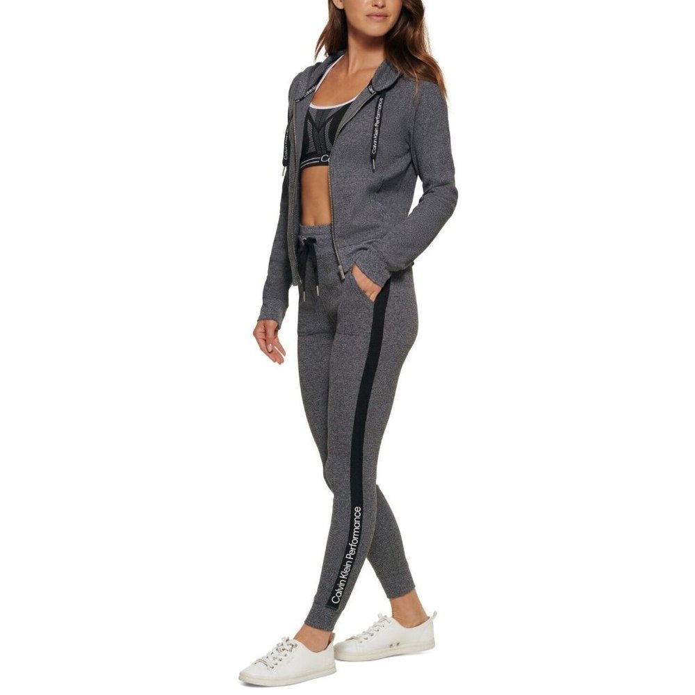 Calvin Klein Performance Women's Zip-Up Thermal Hoodie Gray Size M MSRP $70